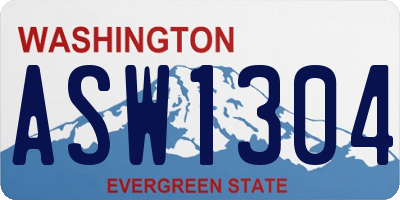 WA license plate ASW1304