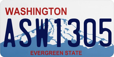 WA license plate ASW1305