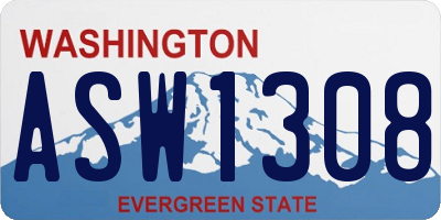 WA license plate ASW1308