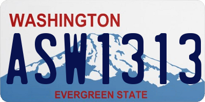 WA license plate ASW1313