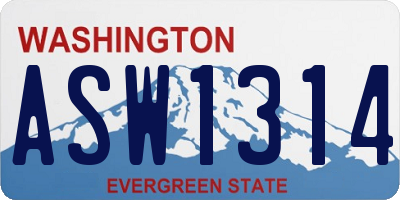 WA license plate ASW1314