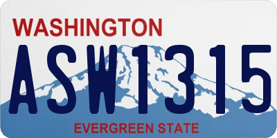 WA license plate ASW1315