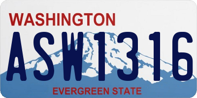 WA license plate ASW1316