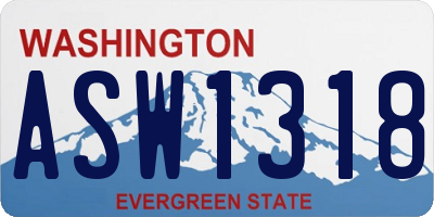 WA license plate ASW1318