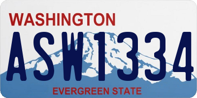 WA license plate ASW1334