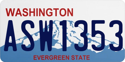 WA license plate ASW1353