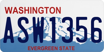 WA license plate ASW1356