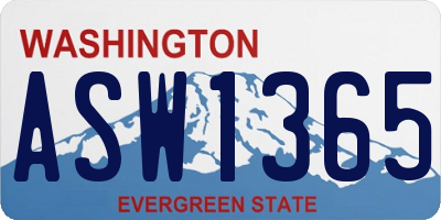 WA license plate ASW1365