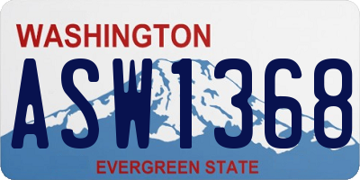 WA license plate ASW1368