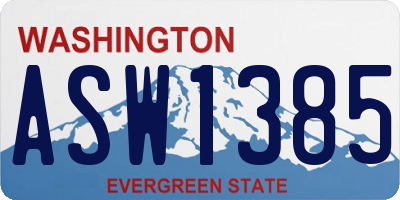 WA license plate ASW1385