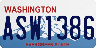 WA license plate ASW1386