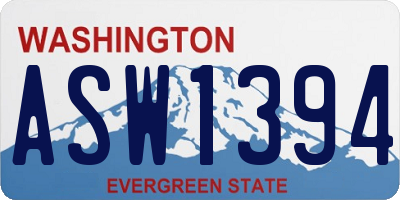 WA license plate ASW1394