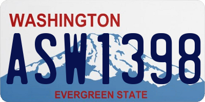 WA license plate ASW1398