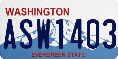 WA license plate ASW1403