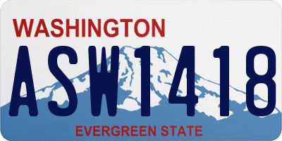 WA license plate ASW1418