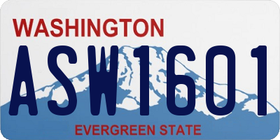 WA license plate ASW1601