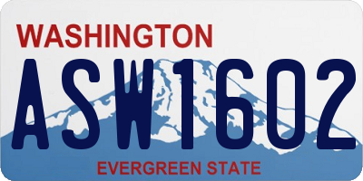 WA license plate ASW1602