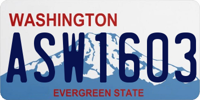 WA license plate ASW1603