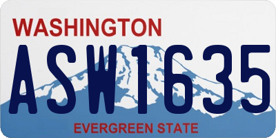 WA license plate ASW1635