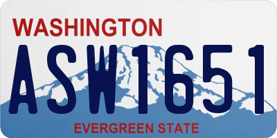 WA license plate ASW1651