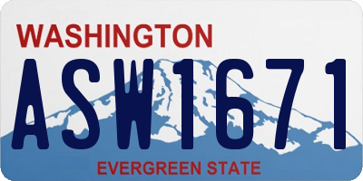 WA license plate ASW1671