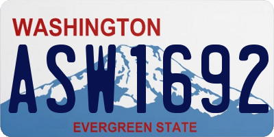 WA license plate ASW1692