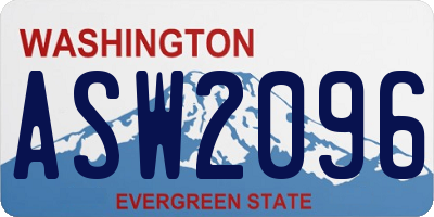 WA license plate ASW2096
