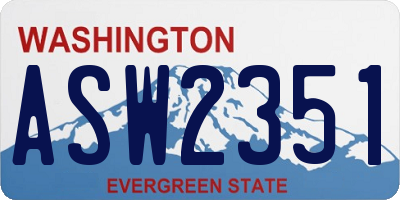 WA license plate ASW2351