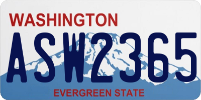 WA license plate ASW2365