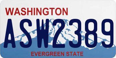 WA license plate ASW2389