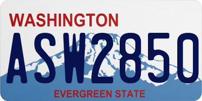 WA license plate ASW2850
