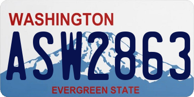 WA license plate ASW2863