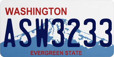 WA license plate ASW3233