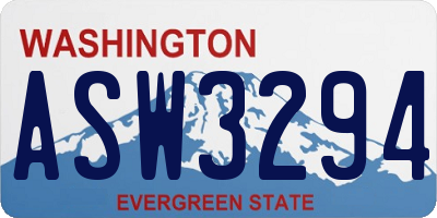 WA license plate ASW3294