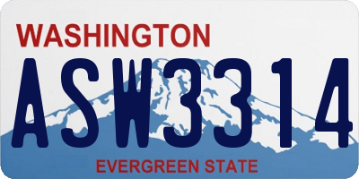 WA license plate ASW3314