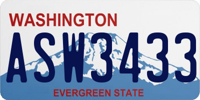 WA license plate ASW3433