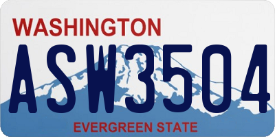 WA license plate ASW3504