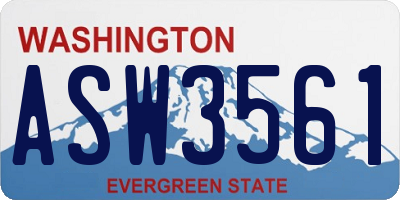 WA license plate ASW3561