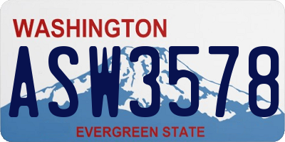 WA license plate ASW3578