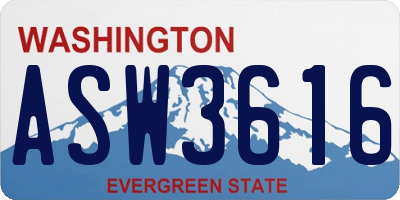 WA license plate ASW3616