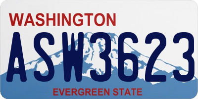 WA license plate ASW3623
