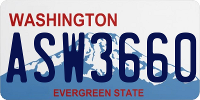 WA license plate ASW3660