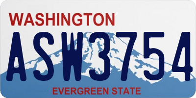 WA license plate ASW3754