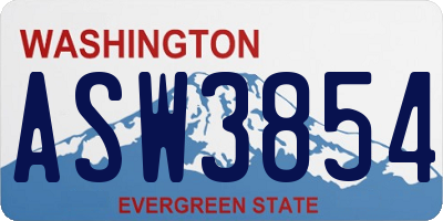 WA license plate ASW3854