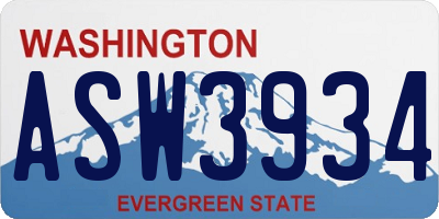 WA license plate ASW3934