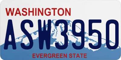 WA license plate ASW3950