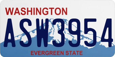 WA license plate ASW3954