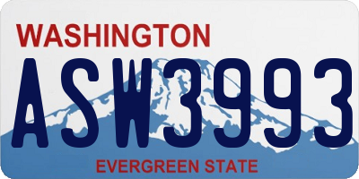 WA license plate ASW3993