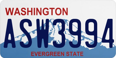 WA license plate ASW3994