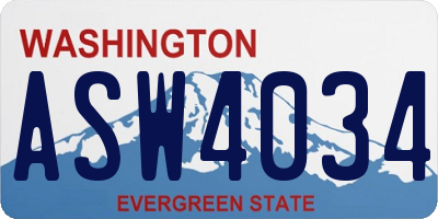 WA license plate ASW4034